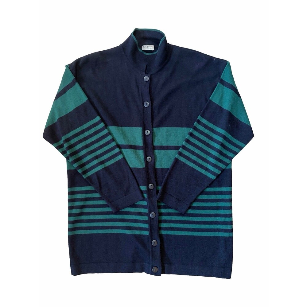 Betty Barclay Vintage Italian Wool-Blend Striped Cardigan Size L